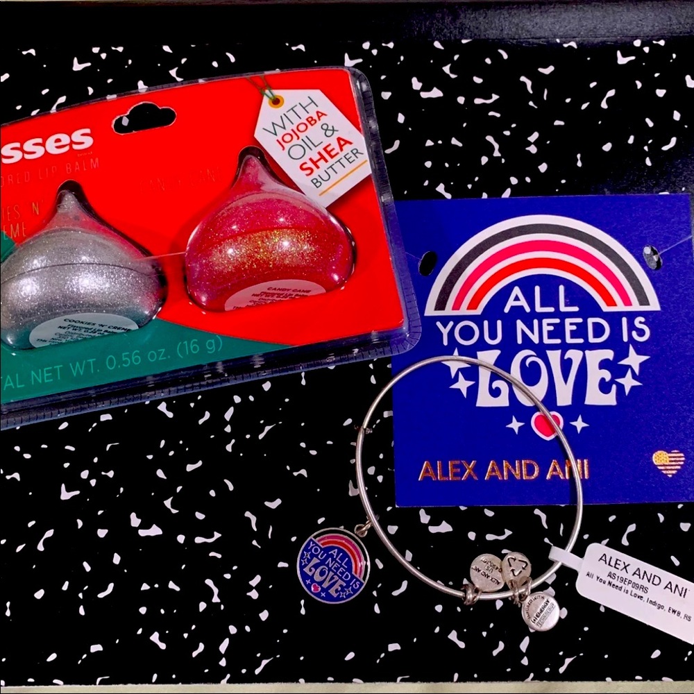 Lennon & McCartney Alex & Ani Love bangle & 2 Pk Christmas holiday Hershey kiss